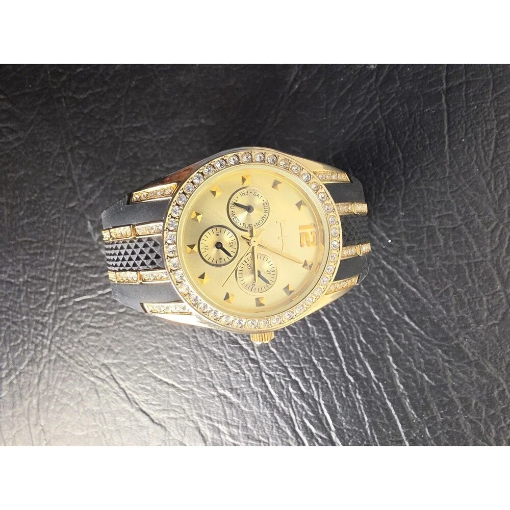 Wildlife by Heidi Klum Mens Dress Watch 38mm Gold Tone Day Date New Battery